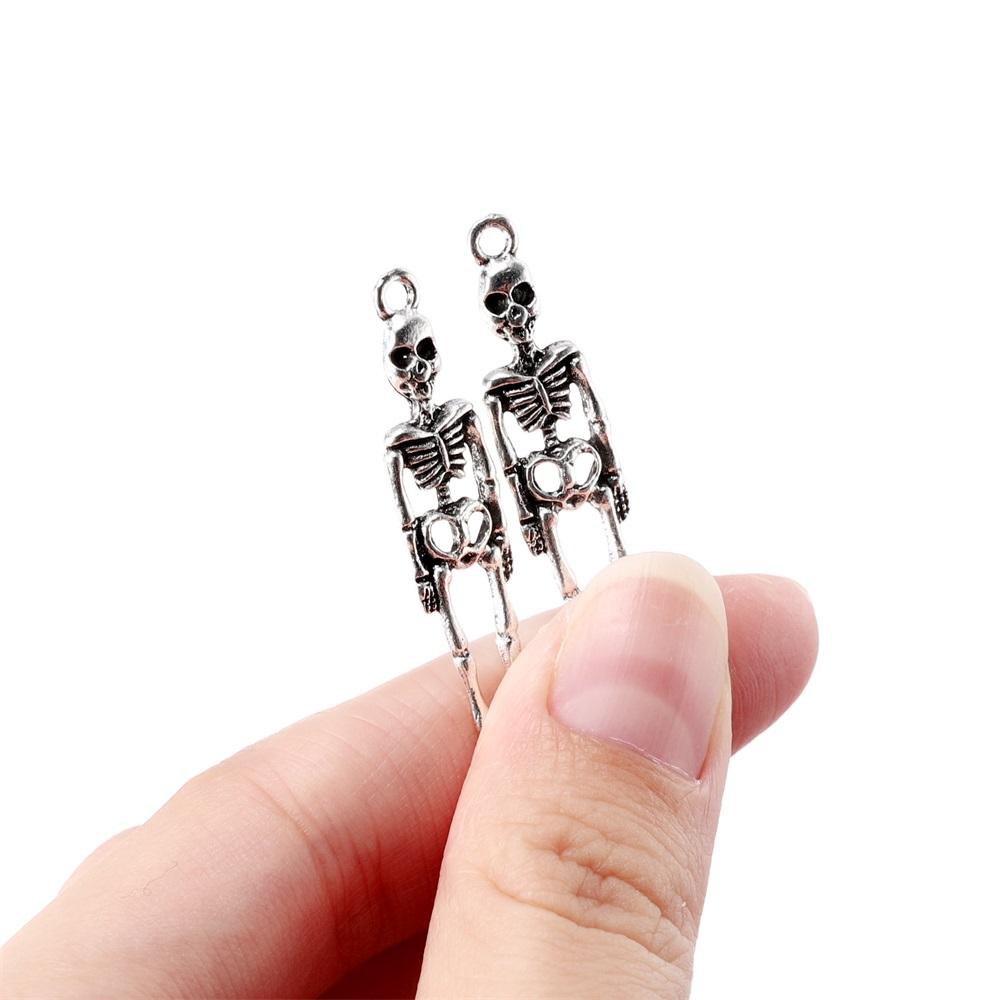 20Pcs/Lot 9*38mm Tibetan Alloy Skeleton Charms Skull Pendants for DIY Necklaces Earrings Jewelry Making Accessories