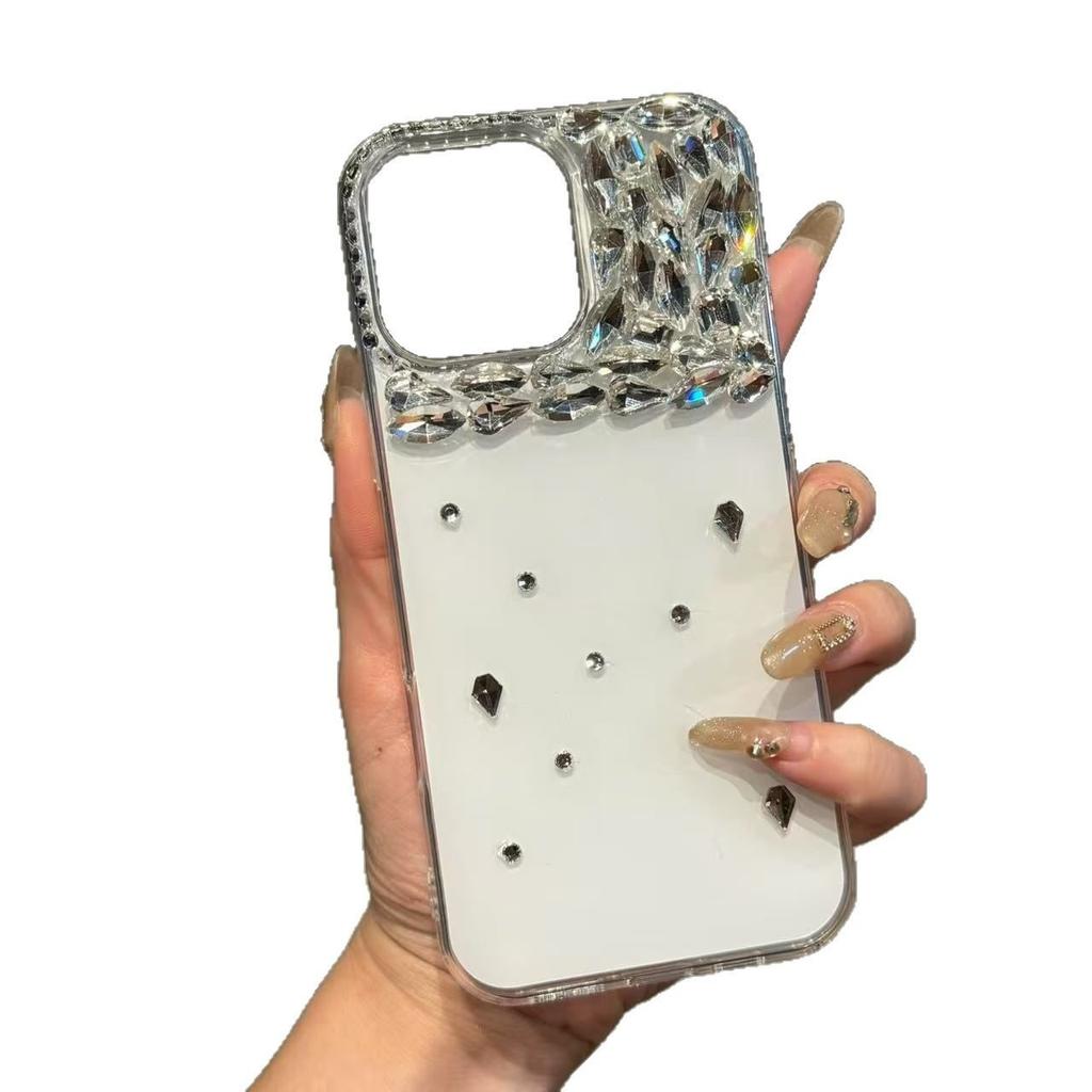 Light luxury jelly IMD half diamond for iphone17promax aurora white mobile phone case Apple 16 premium sense 15