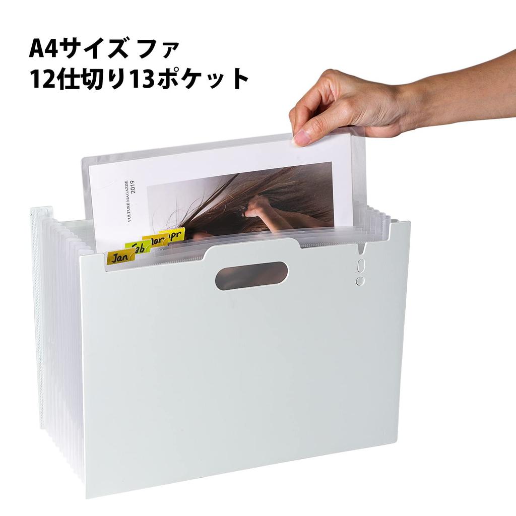 Tumosando Document Thickened Foamed 13 Accordion with Divider Large Document Storage Expandable File Stand, Horizontal/Vertical, PP, Pockets, File,