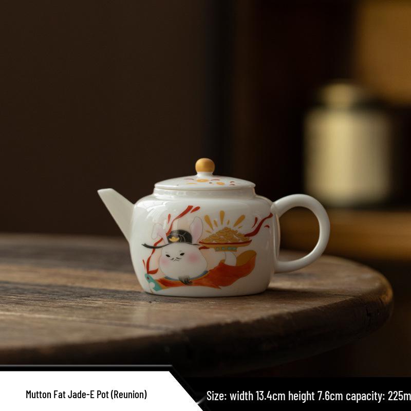 Xi Shi Jade Porcelain Teapot - Ink Wash Style Ceramic Pot for Women's Boutique Kung Fu Tea Set.