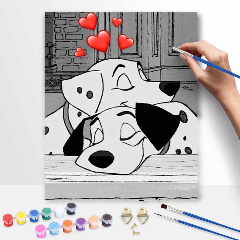 Disney 101 Dalmatians oil paint by numbers painting kit handmade diy home decor gifts for cute puppy lovers romantic wall art decor