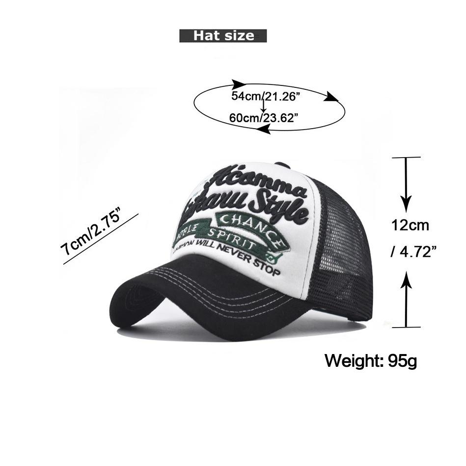 New 3D Three-dimensional Embroidery Embroidery Baseball Cap Summer Color Matching Mesh Hat Men's and Women's Outdoor Leisure Cap