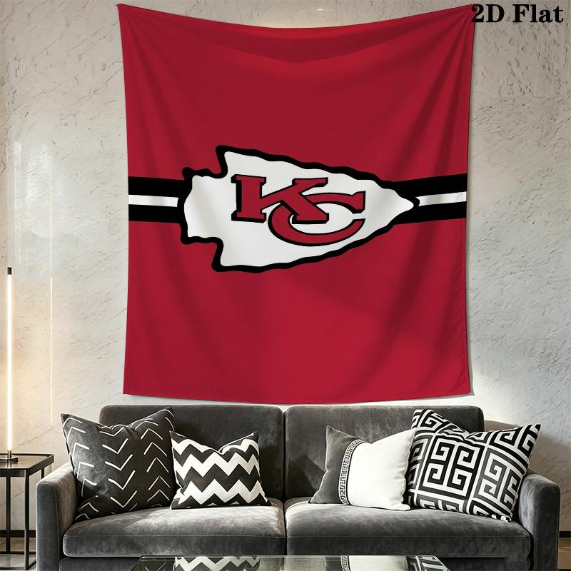 Kansas City Chiefs Wall Tapestry Aesthetic Wall Hanging Printed Fabric Blanket Decorative Tapestries for Bedroom Living Room Home Decor