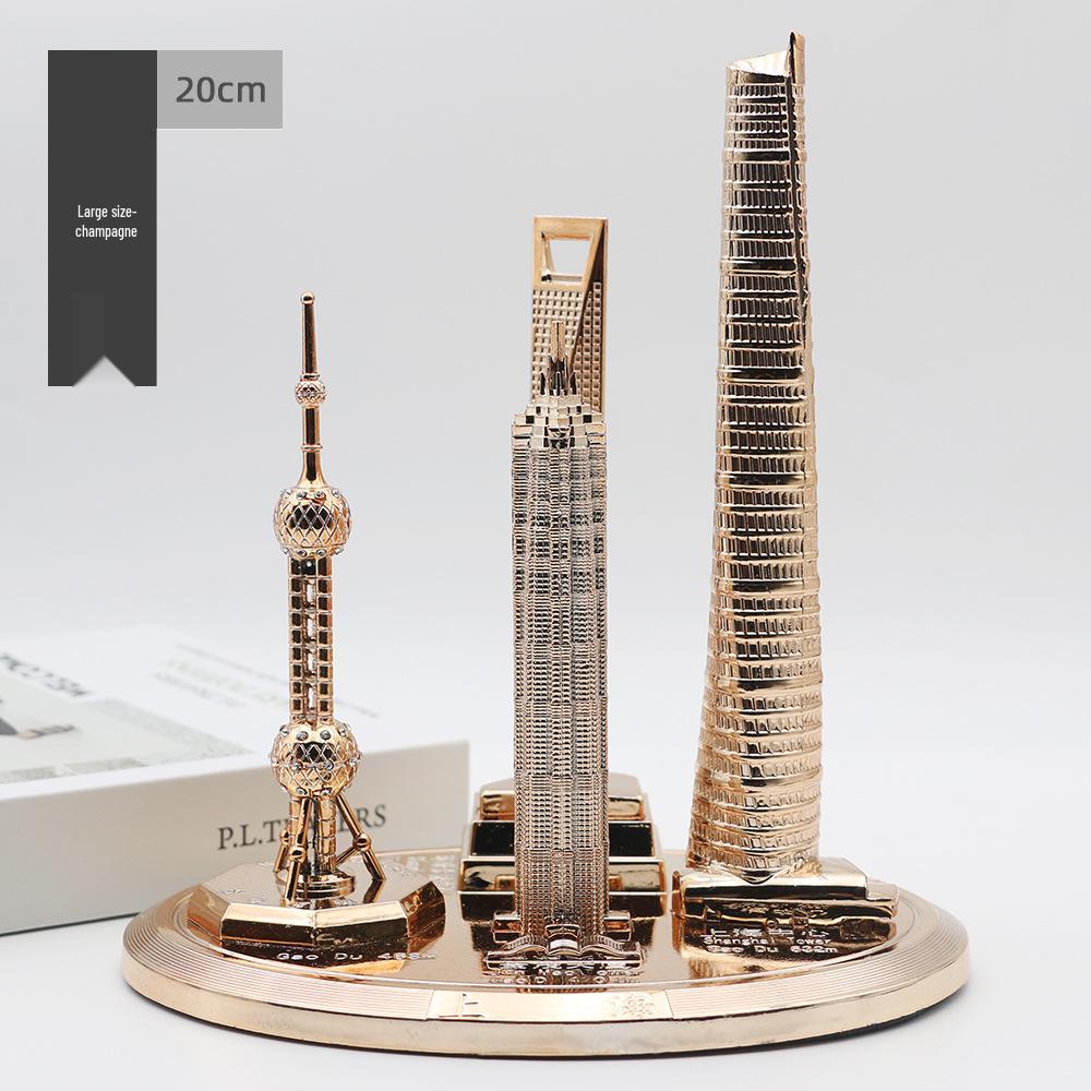 Shanghai Landmark Building Model: Oriental Pearl Tower, World Financial Center, Jin Mao Tower - Metal Creative Handicraft