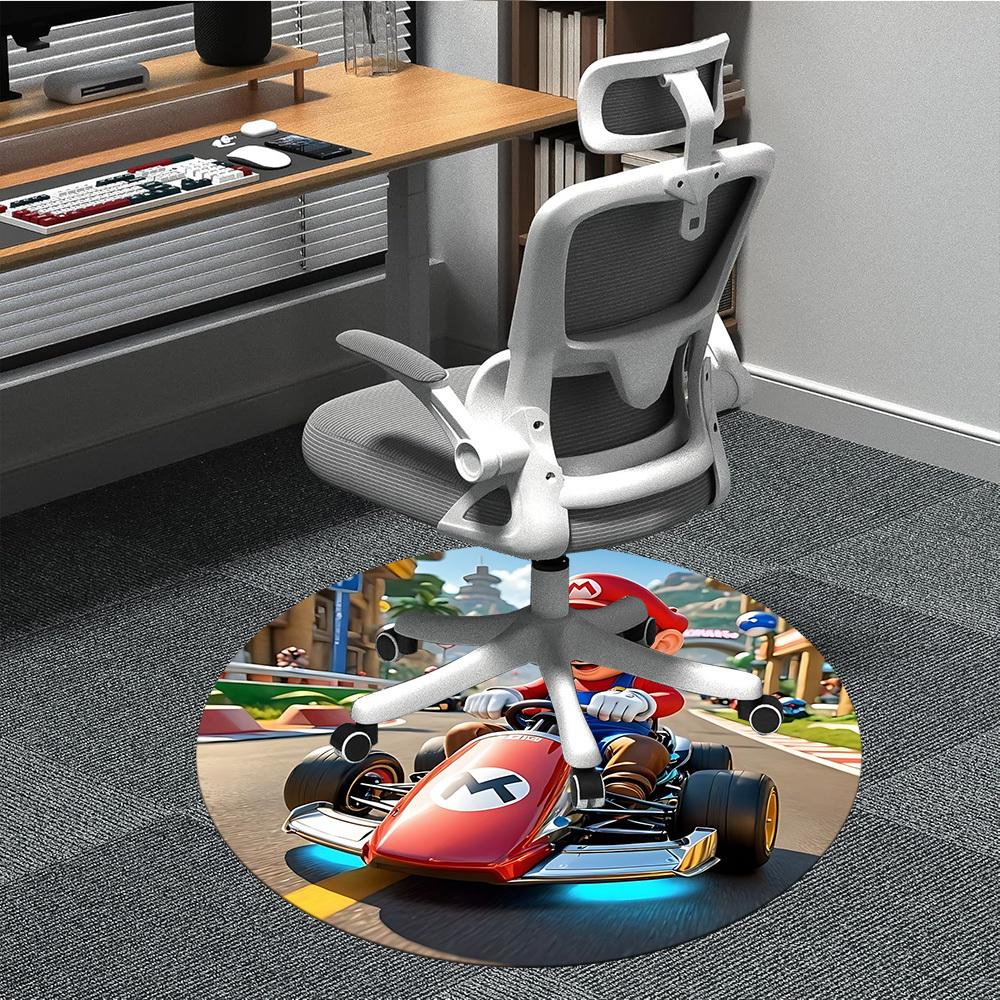 

1pc Mario Kart Chair Carpet for Office Non-Slip,Machine Washable Rug for Office, Room - Holiday Decor - Machine Made yy251017240 80cm by 80cm