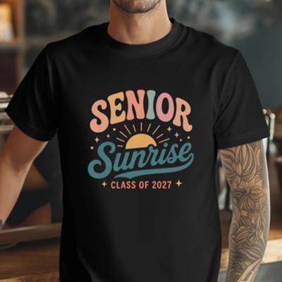 Senior Sunrise 2027 Shirt, Pastel Class of 2027 Tee, Boho Senior Year T-Shirt