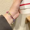 New Colorful Crystal Necklace Bracelet Chain for Women Elegant Clavicle Chain Irregular Zircon Necklace Party Jewelry Sets Gifts