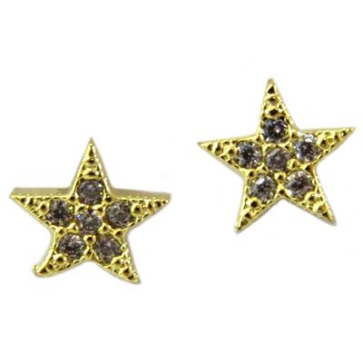 [Q6140] - Handmade Earrings 'Une Etoile Est Née' Golden White - 5x5 Mm