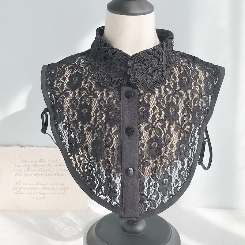 

Фальшивий комір з квітковим мереживом Універсальний професійний комір для блузки Чорний декоративний штучний комір білий