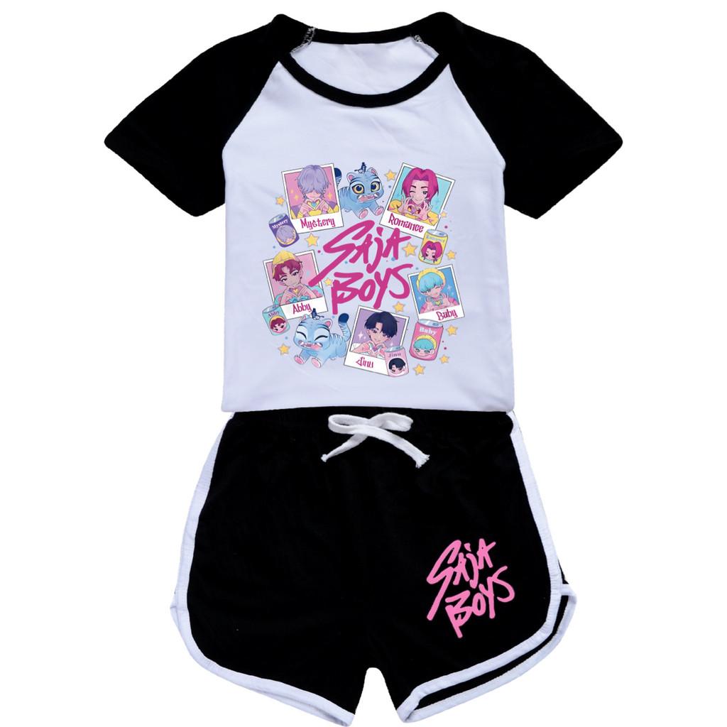 4980 Kids Girls Sajaboys POP Rumi Zoey Mira Print T-shirt Shorts Sport Tracksuit Clothes Set