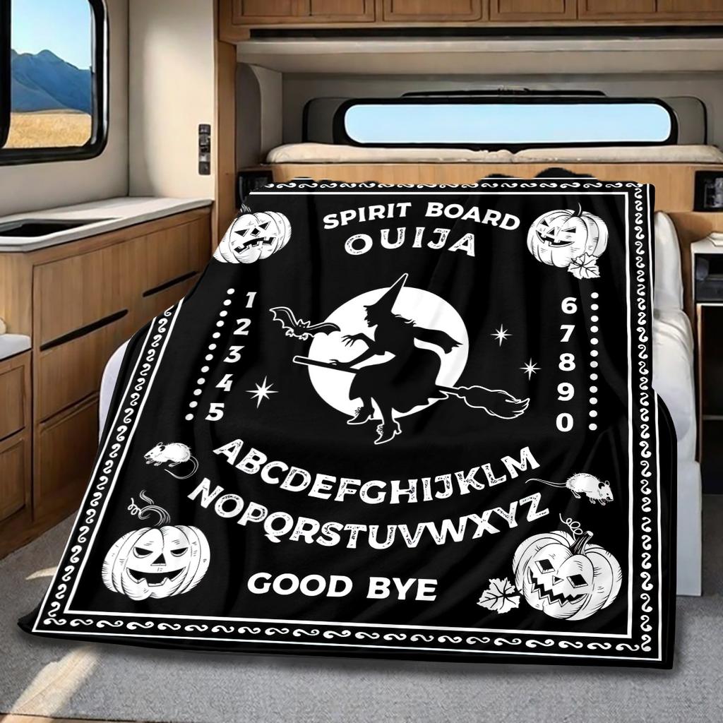 1PC Spirit Board Ouija Print Plush Blanket Perfect All Seasons Soft Comfortable Sofa Office Travel Festive Gift