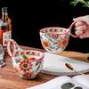 [Ceramic | Bohemian Floral] Microwave Safe Ceramic Coffee Cup |Oval-Shaped | Perfect for Afternoon Tea, Desserts,Single Cup (No Spoon Included)