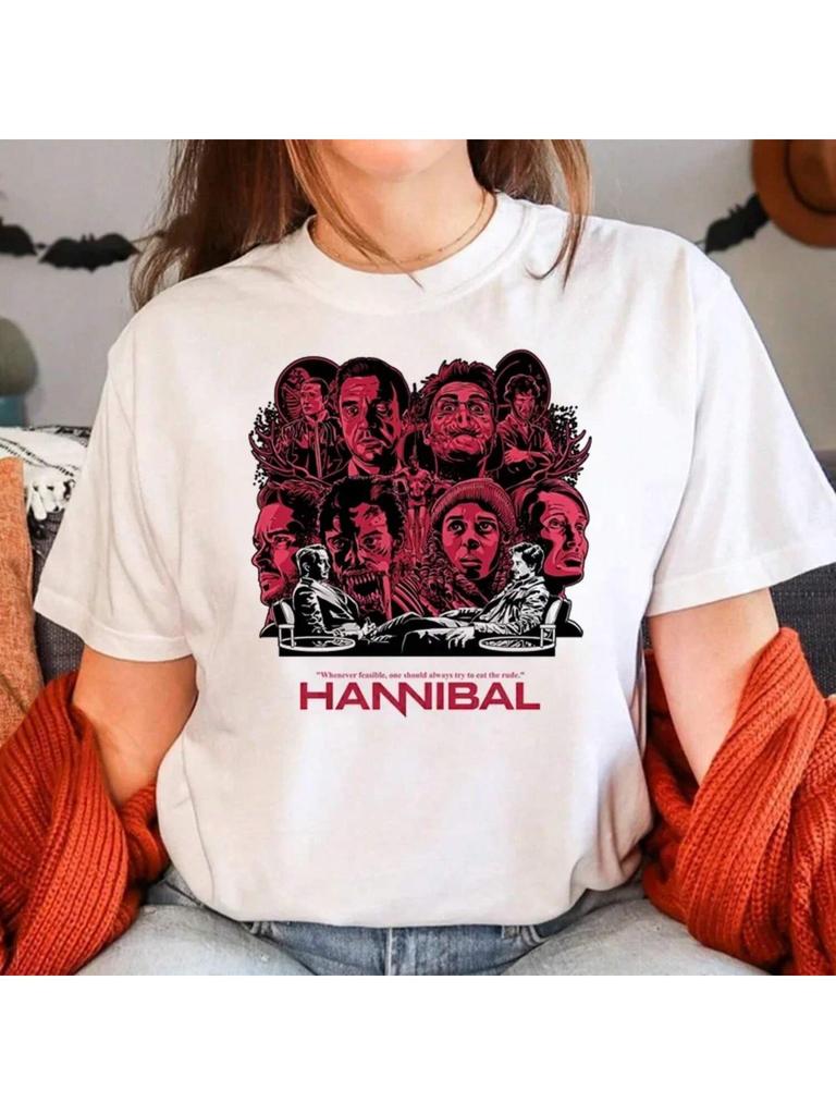 Hannibal T-Shirt Damen Sommer Y2K Comic T-Shirts Mädchen Lustige Kleidung