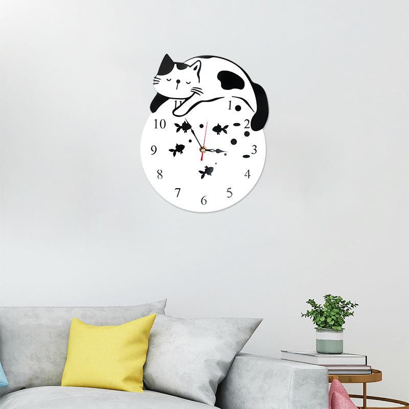 Acryl Katze Wanduhr Leise Nicht-Tickend Hängender Timer Für Zuhause Büro Schlafzimmer Bibliothek