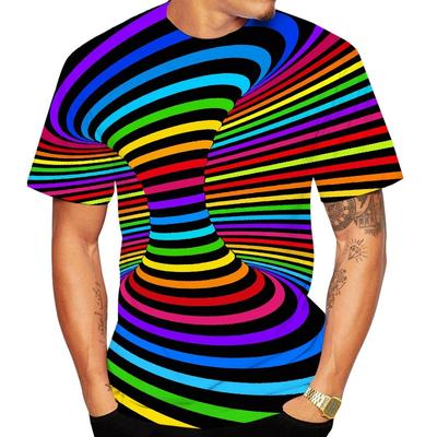 Rainbow 3D Printed T-shirt for Men Women Whirlpool T-shirt Short Sleeved Harajuku Top