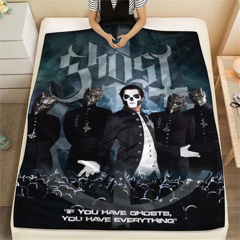 1Pc Ghost Band Print Flannel Blanket, High Quality Comfortable for All Seasons, Home Decor, Warmth and Comfort, Perfect for Christmas Gifts