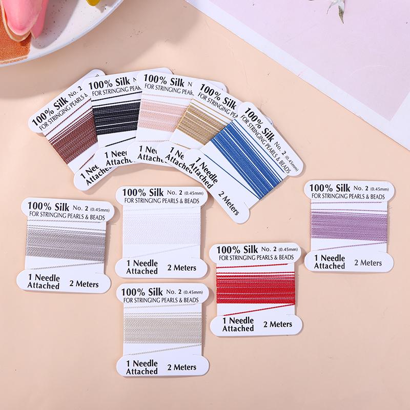 2# 0.45Mm 10Szt./Worek Ręcznie Robiony 100% Naturalny Jedwabny Sznurek Lina Z Nawlekaną Jedwabną Nicią Igła Końcówka Jedwab Do Tworzenia Biżuterii DIY