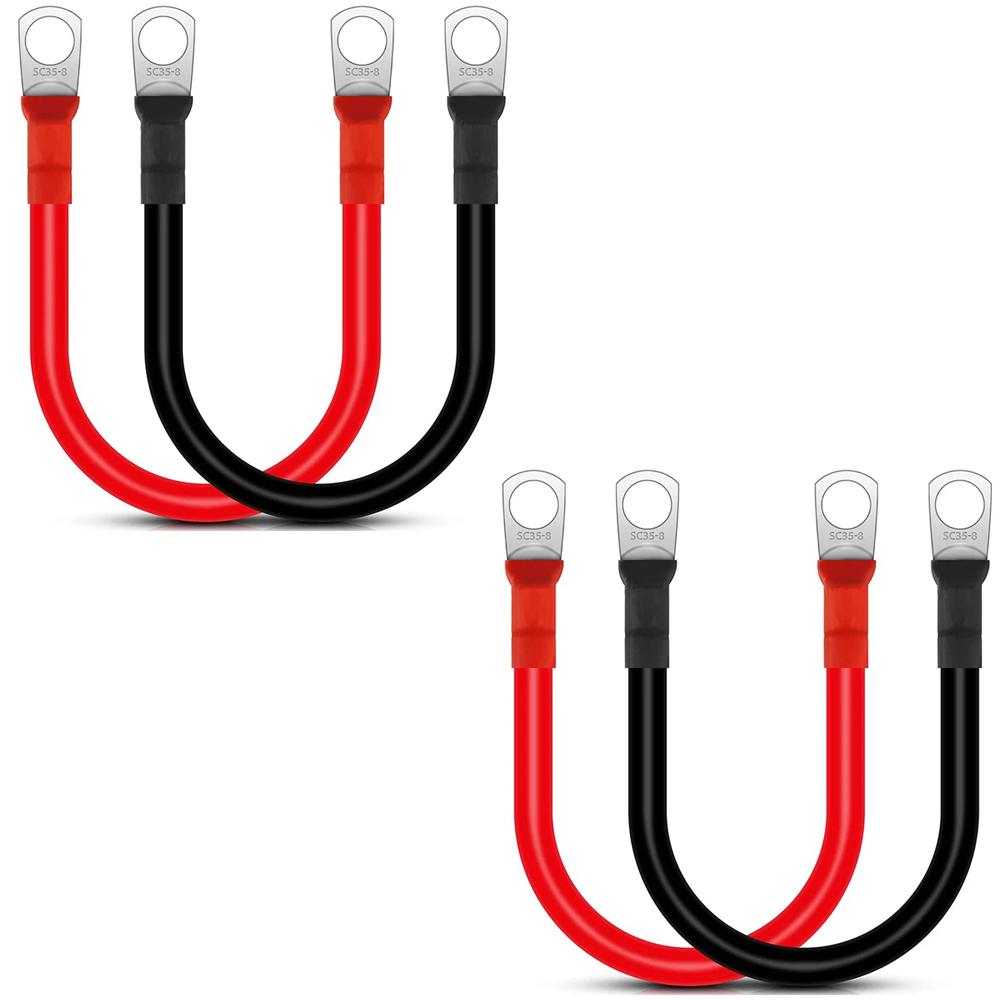Soft Silicone Battery Cable Set 2AWG  2Tin-plated Copper Connection Wire Waterproof Flexible for Car/Inverter/UPS