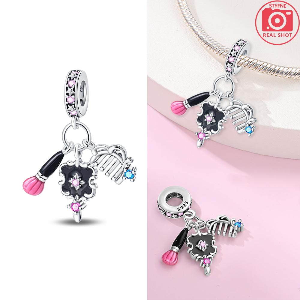 Original Black Dress High Heels Bag Lipstick Beads Fit Bracelet Charms Copper Women Jewelry Necklace Diy Gift