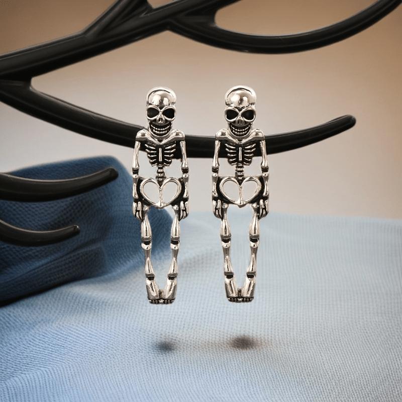 1 Pair of Gothic Skull Earrings for Ladies - Dangle Pendant Earrings, Essential for Everyday Wear and Halloween Parties, Skull-Motif Jewellery