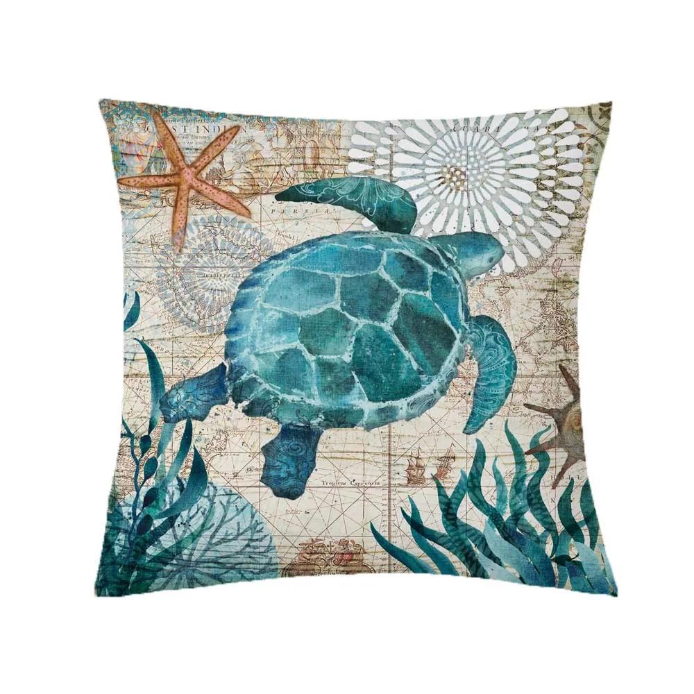 Schildkröten Kissenbezug Meeresstil Schiffsanker Oktopus Dekorative Kissenhülle Sofakissenbezug Heimtextilien Dekorative Kissenhülle
