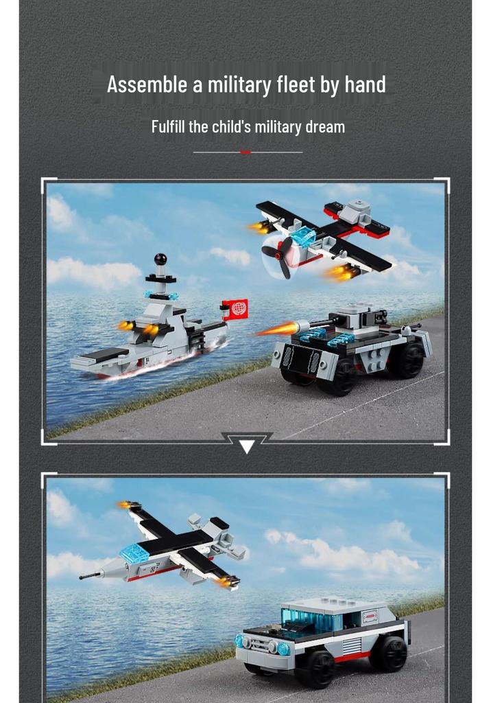 Nuclear-Powered Aircraft Carrier Transformation Building Blocks Educational Toy Set