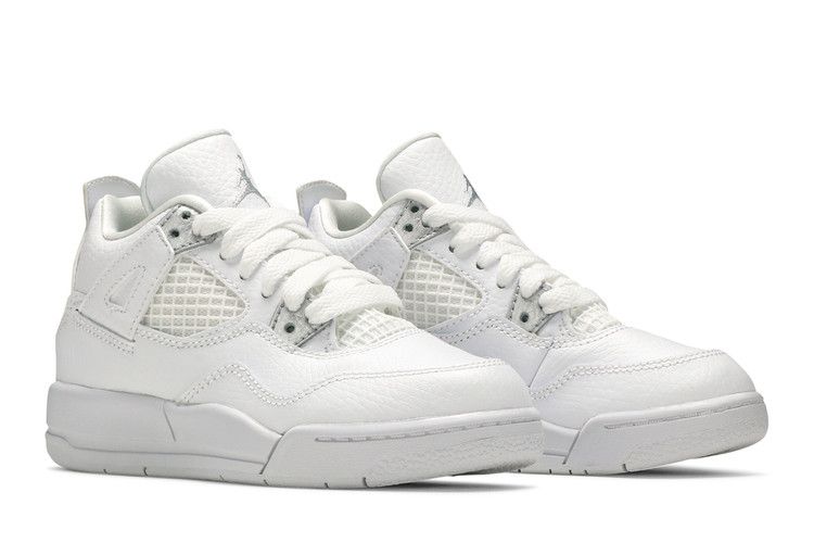 Kids' Sneakers Nike Jordan 4 Retro Pure Money (2017) (PS) White/Metallic Silver-Pure Platinum