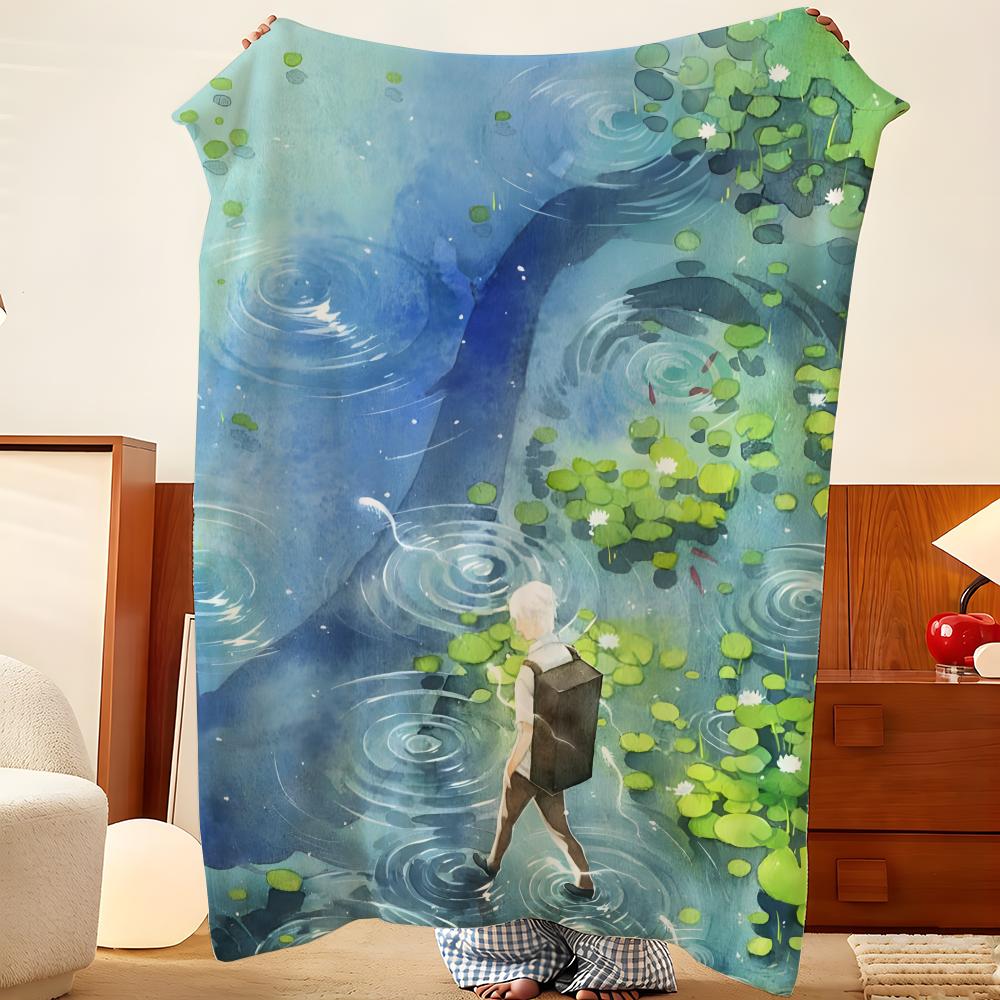 Anime M-Mushishi Throw Flannel Throw Blanket, Lightweight Cozy, Durable Washable Cute Cool