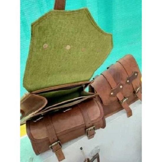 Combo Side Motorcycle Saddle Bag Tool Bags Saddlebag Luggage Leather Universal