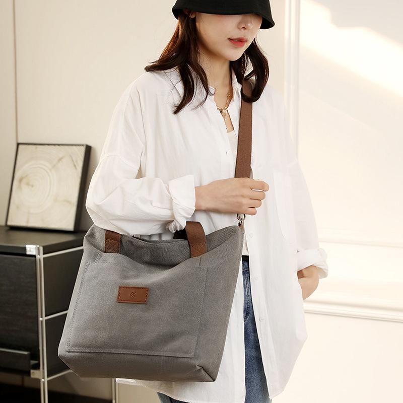 Shoulder Bag Tote Bag Women Solid Color Canvas Bag
