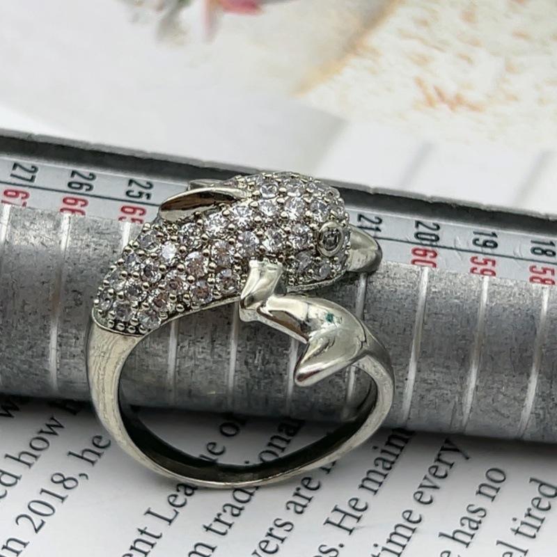 

925 Sterling Copper Dolphin Ring for Women Paved Cubic Zirconia Statement Zircon Copper Plated Finish for Daily Wear Gifting 9