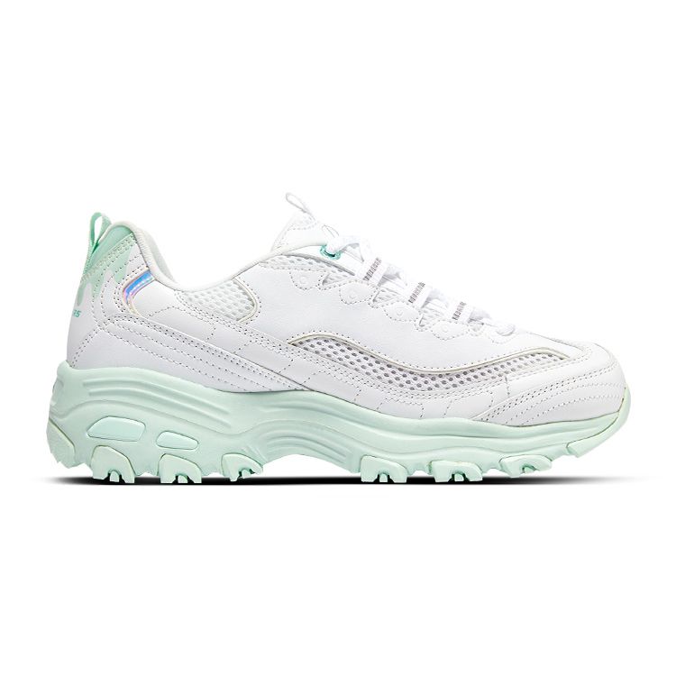 Skechers DLites 1.0 Ice Cream Bear Lime Paradise Fabric Breathable Durable Shock Absorption Low Top Dad Shoes Women Sneakers Tiffany-Green 896192-WMT