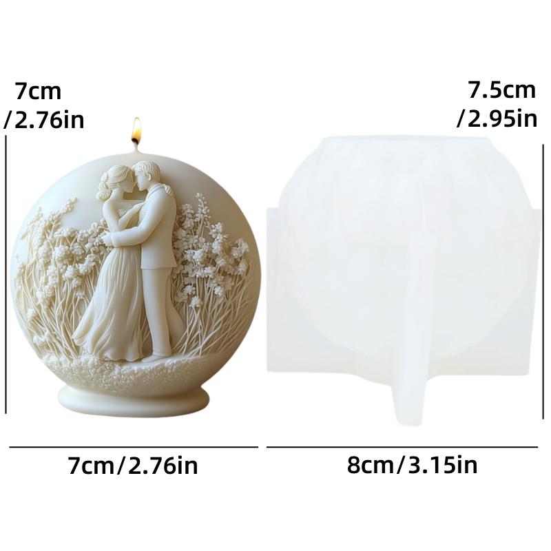 Cuplu bărbat femeie în relief sferic lumânare matriță silicon decor nuntă cuplu nuntă în relief zeiță minge rășină gips matriță