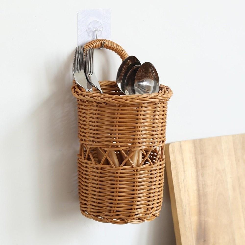 Rustic Style Kitchen Utensil Holder Handwoven Fruit Vegetable Basket  Living Room
