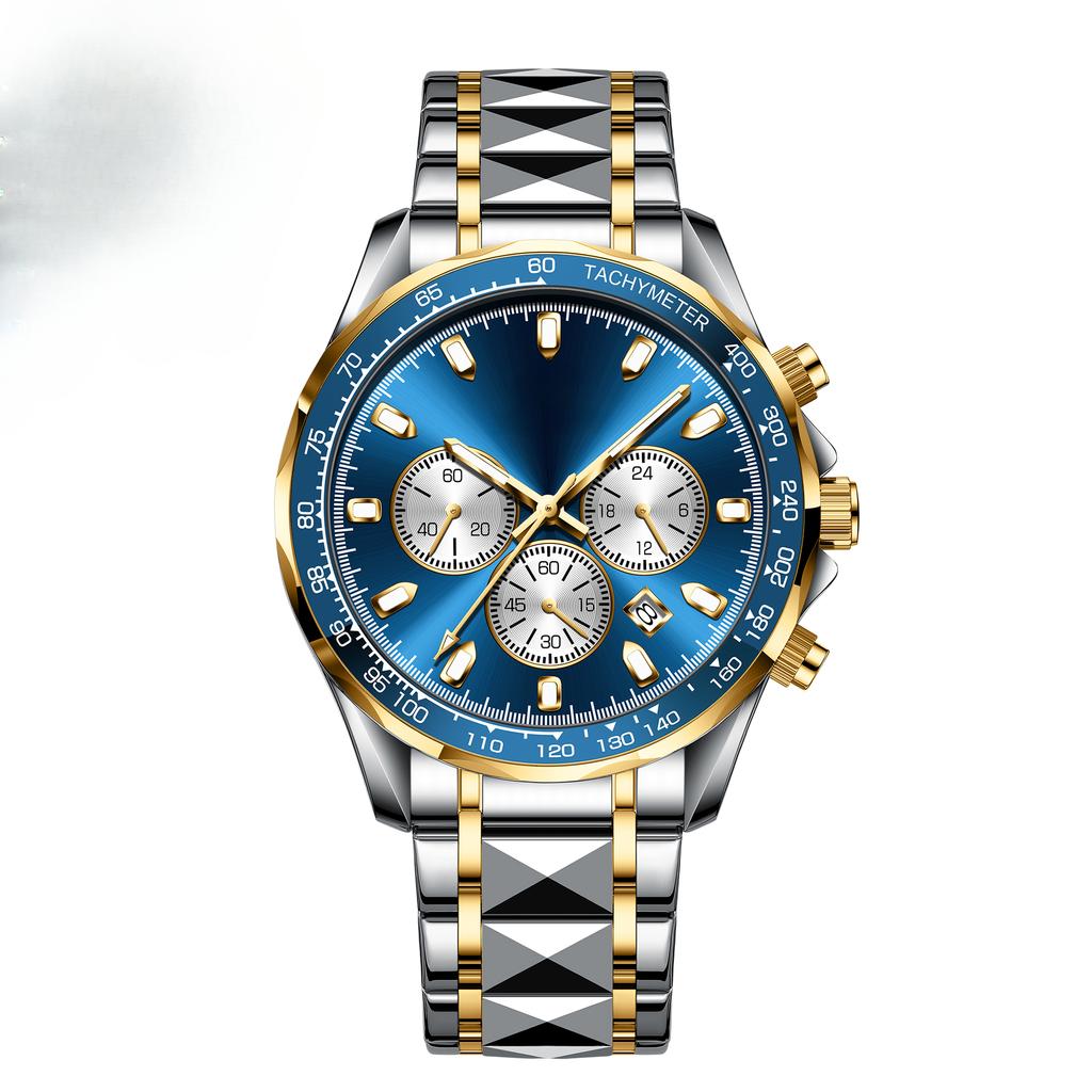 Luxury Sports Watch Men Quartz Waterproof Luminous Date Chronograph Men's Watches Stainless Steel Man Watch Male Clock