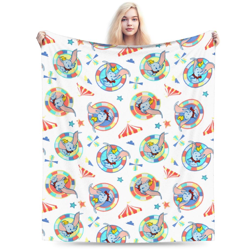 Dumbo Cartoon Blankets Velvet Spring Autumn The Flying Elephant Portable Warm Throw Blanket for Sofa Travel Plush Thin Quilt