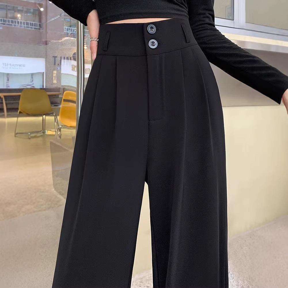Women's High Waist Wide Leg Long Pants Straight Leg Long Suit Trousers For Spring Casual Daily Wear