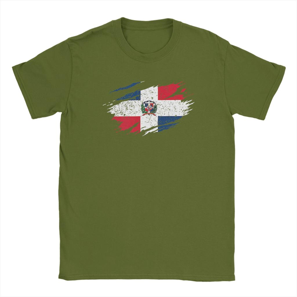 Dominikanische Republik Flagge 100% Baumwolle T-Shirt Für Unisex Sommer Y2K Lustige T-Shirts Rundhals Mode T-Shirts Übergroße Kleidung