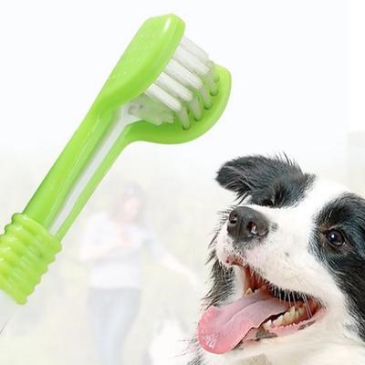 Pet Three Head Toothbrush Pet Dog Toothbrush Cat Toothbrush Cat and Dog Oral Cleaning Products Small Dog Soft Hair Toothbrush