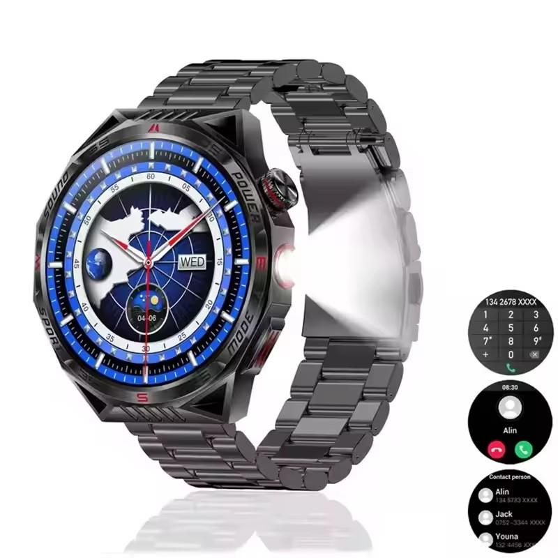 Outdoor Sport Compass Smartwatch Men Flashlight Laser Light 450mAh Battery GPS Sport Track Waterproof Bluetooth Call Smart Watch