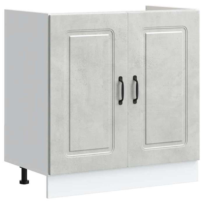 VidaXL Meuble bas pour évier Kalmar gris béton bois ingénierie 853451