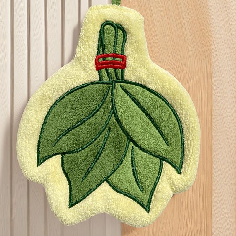 

1Pc Drive Away Bad Luck Pomelo Leaves Hand Towel Quick Drying Soft Coral Fleece Hand Towel For Home Decor, Bathroom, And Kitchen