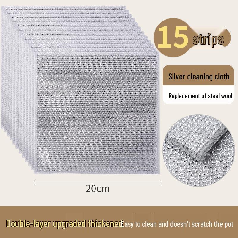 Silver Wire Double-Layer Dishcloth & Scouring Pad - Non-Stick Oil Resistant Kitchen Essential