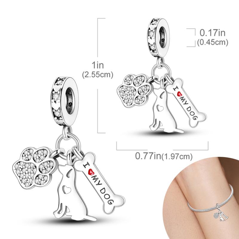 New Copper Plated Cute Dog Pets Charms Beads Fit Original Bracelet Charms Diy For Women Pendant Beads Jewelry Gift