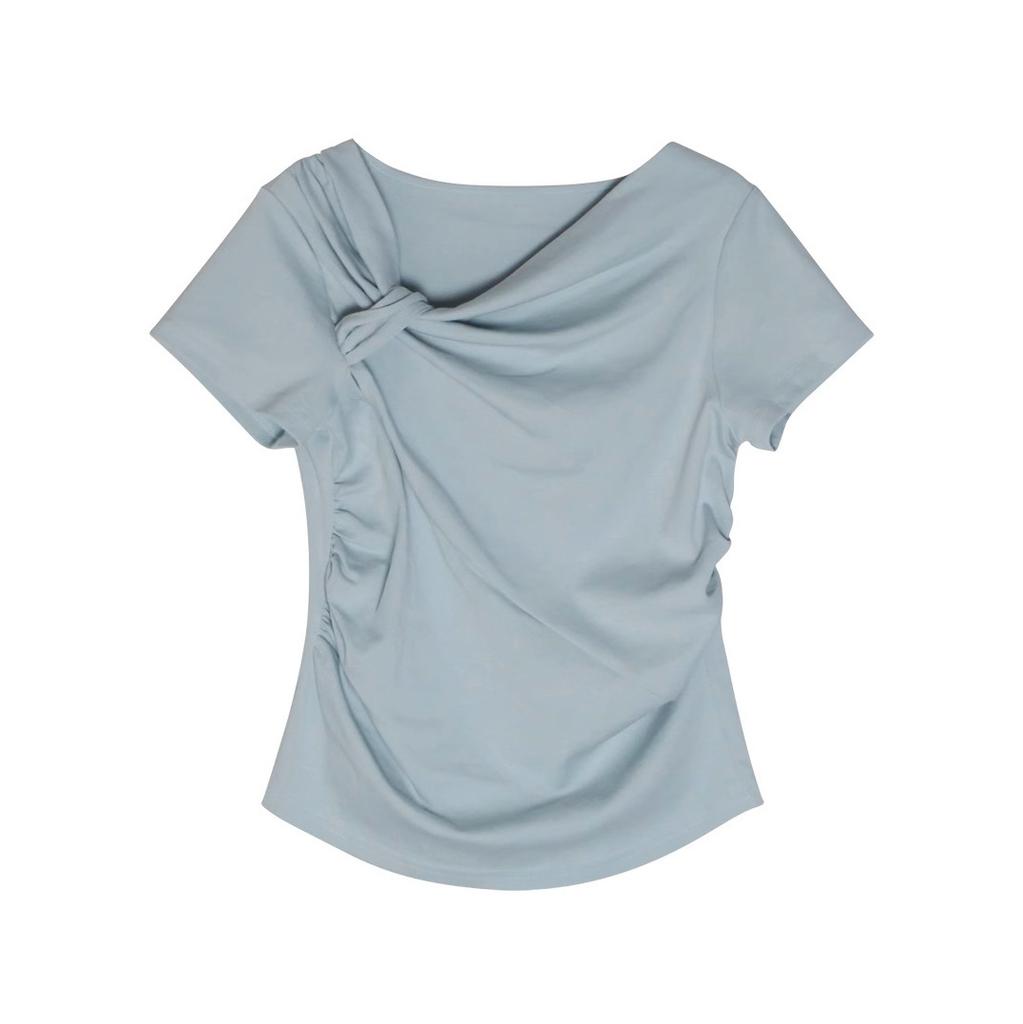 Craftsman Yi, design strap short-sleeved T-shirt for women's spring and summer Nanyou new product, sweet girl wear bottoming shirt