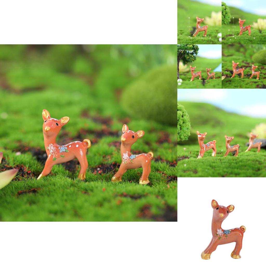 Adorable Resin Deer Figurine Miniature Moss Snow Scene Diy Christmas Decor