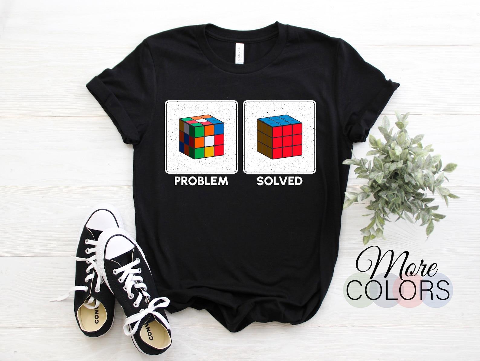 Rubik Cube Retro Vintage Colorful Cube Game Math T-Shirt, Rubiks Cube Costume Gifts, Rubik s Solve Lover Birthday Present Shirts, Funny Tees 100