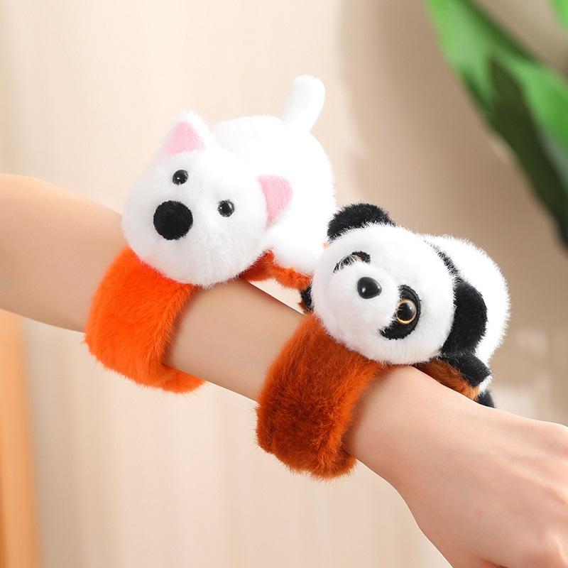 Cute Cute Animal Flipped Fox Turned Into Puppy Dog Snapping Circle Plush Toy Panda Bracelet Doll