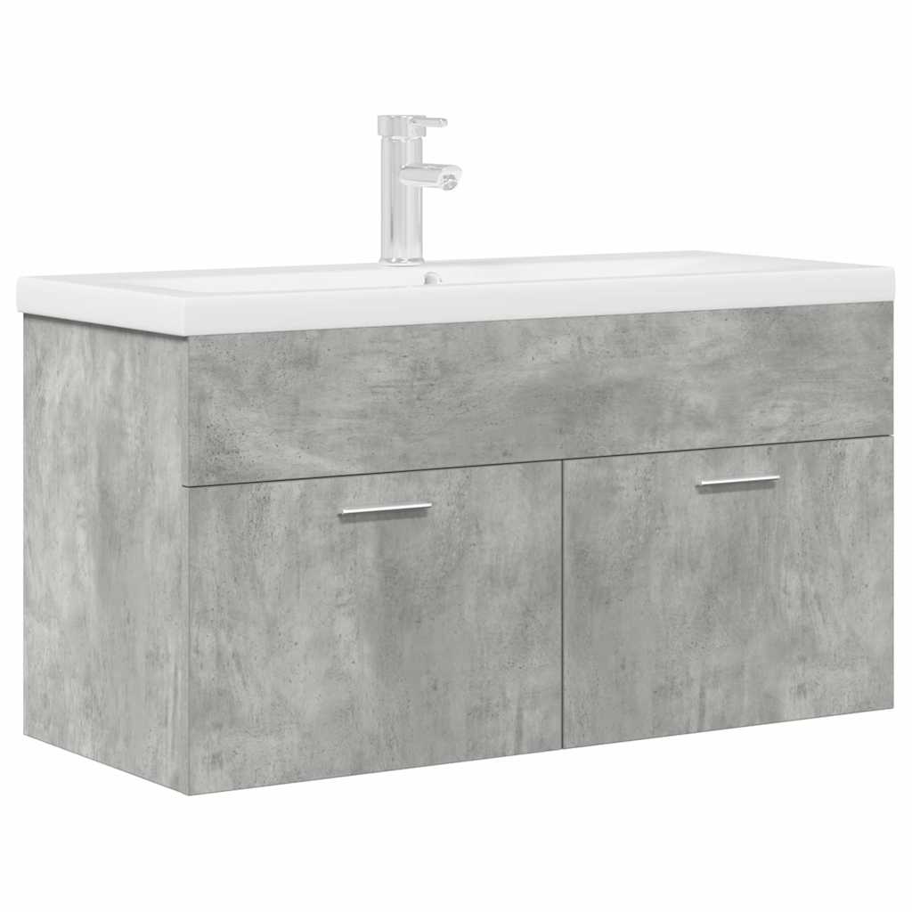 Bathroom Vanity Unit with Built in Basin and Faucet Concrete Grey