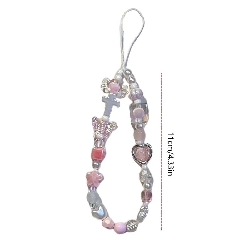 Women Girls Cellphone Pendant Mobile Phone Hanging Cord Elegant Plastic Beaded Telephone Strap Jewelry Fashion Accessory